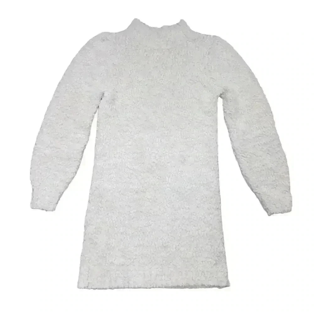 Cat & Jack Girls White Sweater Dress Size L 10/12 Knee Length Long Sleeve